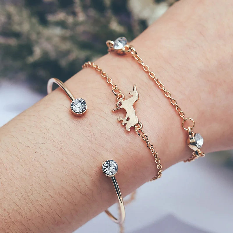 Boho Bangle For women Turtle Elephant Heart Shell Star Moon Bow Arrow Map Crystal Charm Bead Bracelet Set Bohemian Jewelry