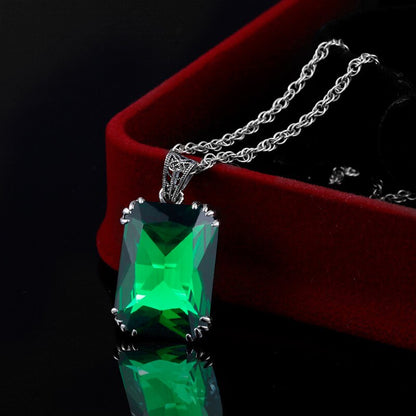 Szjinao Charms Steven Universe Solid 925 Sterling Silver Pendant Necklaces Green Stone Crystal For Women Wedding Decoration