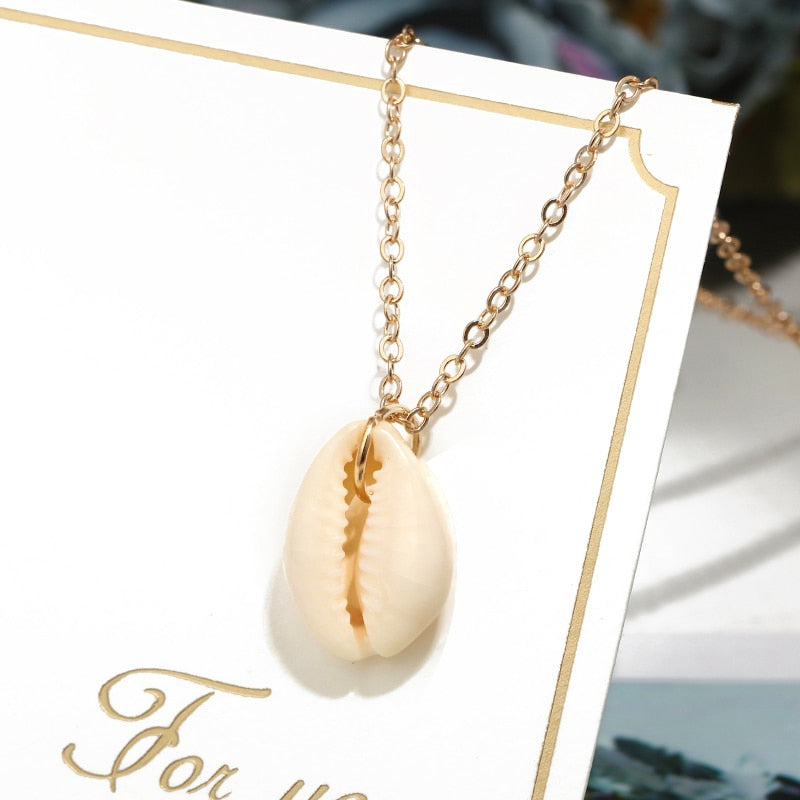 Hesiod Antique Gold Color Chain Summer Beach Jewlery Starfish Shell Pendant Necklace for Women - Charlie Dolly