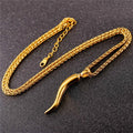 Italian Horn Charm Necklace Stainless Steel Gold Color Rope Chain Talisman/Amulet Italian Jewelry GP2407 - Charlie Dolly