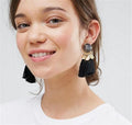 Bohemia Black Red Rope Fringe Tassel Earrings Long Drop Dangle Big Earrings Fashion Earrings for Women - Charlie Dolly