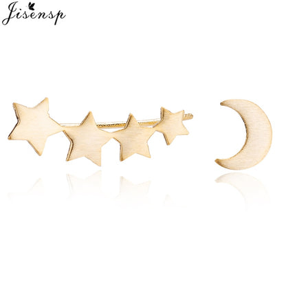 Jisensp Punk Waves Ear Climbers Earrings for Women Stud Earings Ear Crawler Bohemian Cute Earing Piercing Earings Pendientes