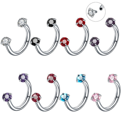 1Pc Crystal Nose Ring Barbells Horseshoe Ring Lip BCR Cartilage Earrings Tragus Piercing Helix Piercing Body Jewelry