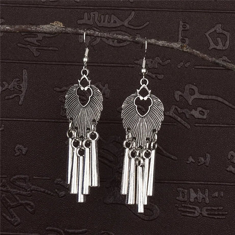 Silver Jhumka Flower Tassel Ethnic Earrings Jewelry