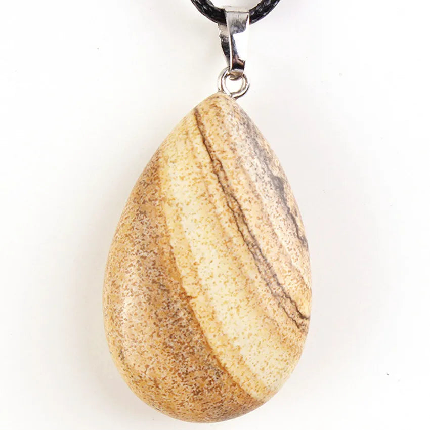 Natural Tiger Eye Stone Teardrop Pendants For Women Necklace DIY Amethyst Rose Quartz Crystal Pendant Boho Jewelry Gift for Her