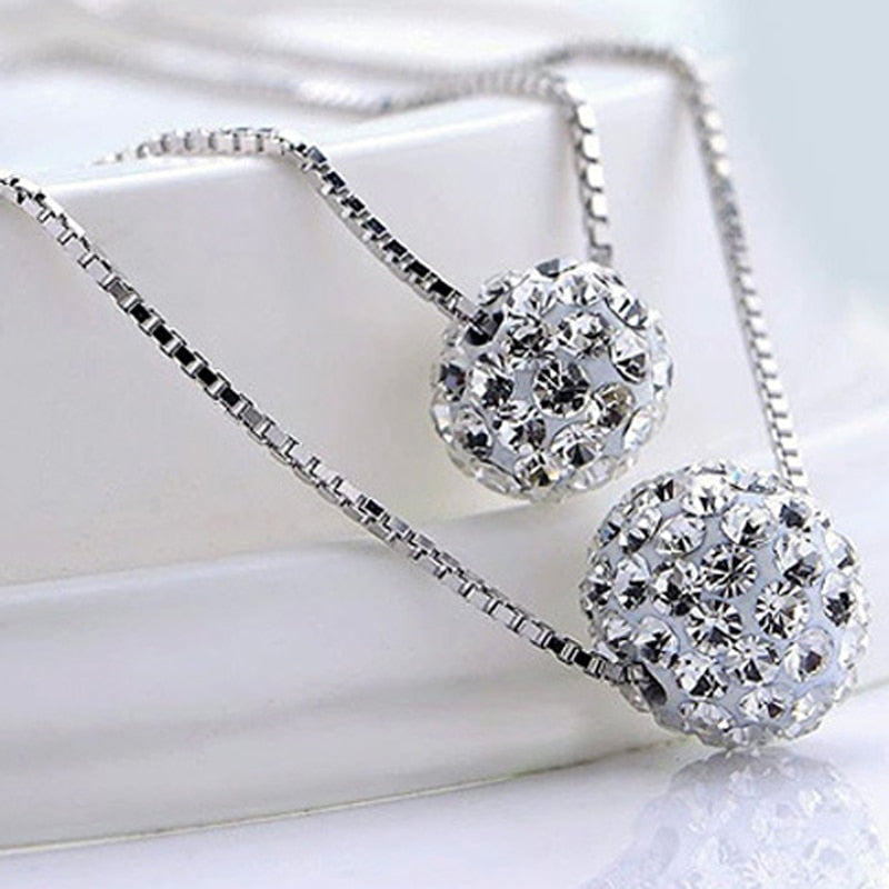 Simple Elegant Rhinestone Necklaces Fashion Jewelry Double CZ Crystal Ball Statement Pendants Necklaces For Woman Gift - Charlie Dolly