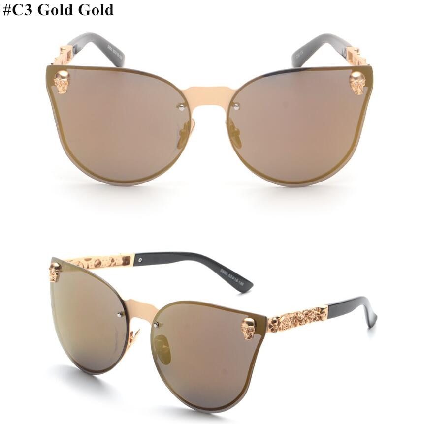 Emosnia Pink Sunglasses Rose Gold Skull Oversize Sunglasses Women Brand Designer Big Frame Sun Glasses For Female Ladies Eyewear - Charlie Dolly