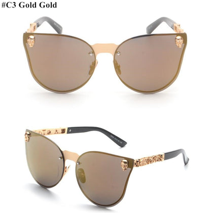 Emosnia Pink Sunglasses Rose Gold Skull Oversize Sunglasses Women Brand Designer Big Frame Sun Glasses For Female Ladies Eyewear