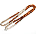 Natural Smoky Crystal With Wood Beaded Bracelet Women Men 108 Mala Beads Buddha Charm Strand Bracelet Necklace Yoga Gift - Charlie Dolly