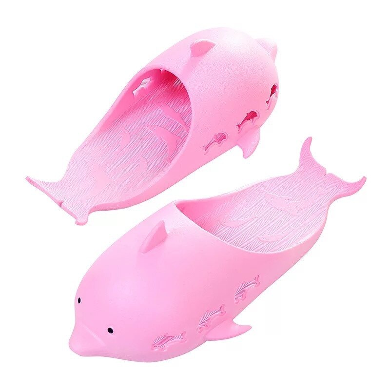 2022 ladies animal dolphin slippers summer men's sandals beach shoes outside funny bathroom floor home lovers slippers - Charlie Dolly