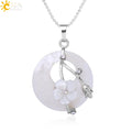 CSJA Colorful Natural Abalone Shell Pendants Necklaces White Pink Round Gems Beads Flower Zircon Women Charms Jewelry F873 - Charlie Dolly