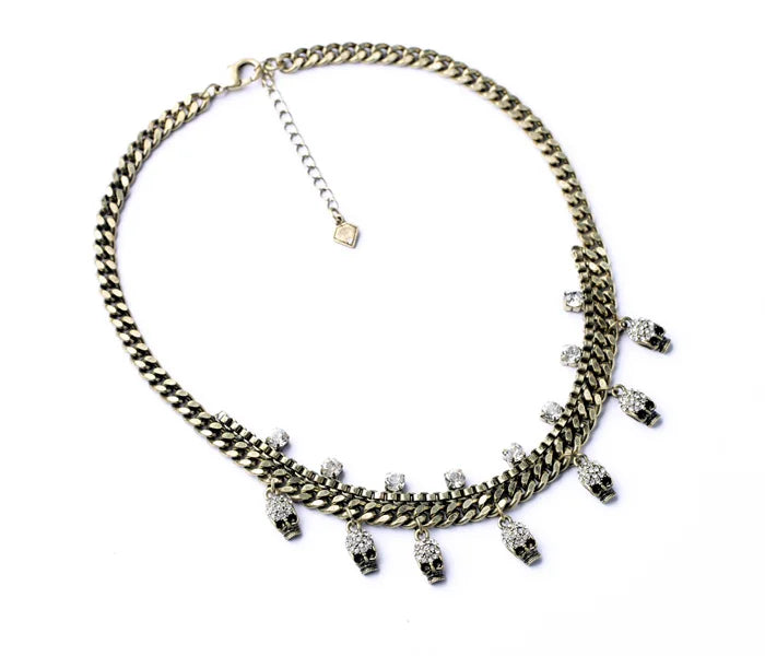 Halloween Jewelry Statement Fashion Elegant Glass Stone Skull Skeleton Pendant  Necklace &Pendant 2017 - Charlie Dolly