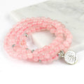 Pink Beads Buddhist Buddha Meditation 6mm 108 Beads Natural Stone Prayer Bead Bracelet Women Jewelry Women Stretch Yoga Jewelry - Charlie Dolly