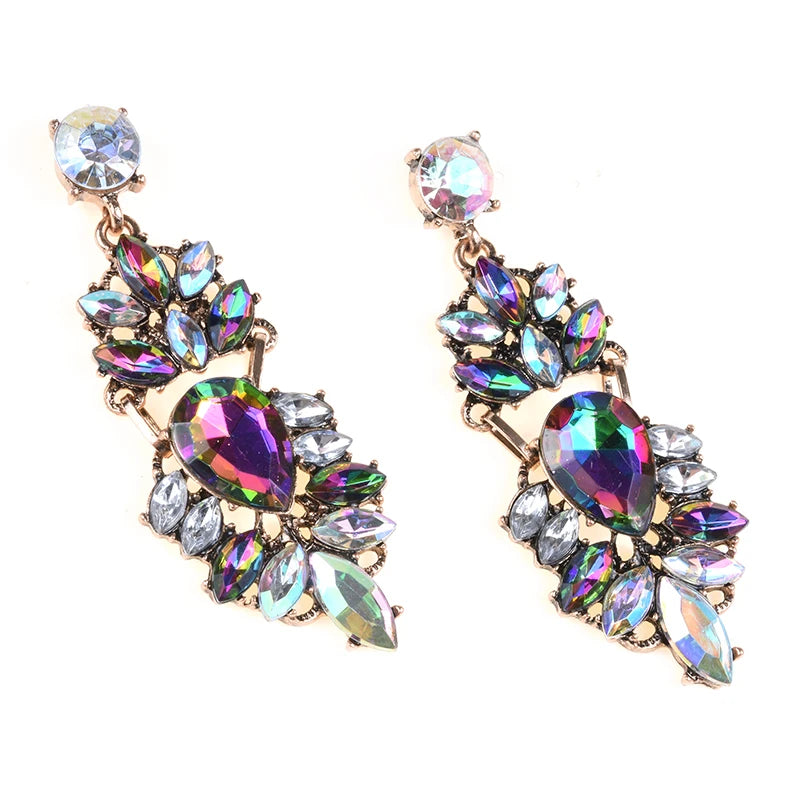 Boho Ethnic Water Crystal Drop Earrings Women's Jewellery Geometric Statement Long Dangle Earring Femme Indian Big Earring