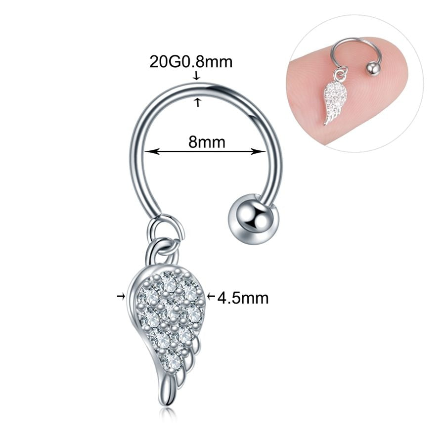 1PC Steel DIY 9Styles CZ Gem Pendant Dangle Hoop Cartilage Earring Helix Tragus Rook Lobe Ear Piercing Fashion Women Jewelry 20G - Charlie Dolly