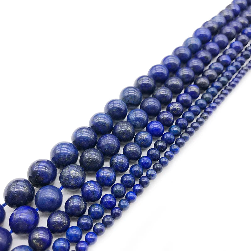 Natural Stone Round Lapis Lazuli 4/6/8/10/12/14/16MM Diy Women Man Bracelet Necklace Earrings beads jewelry making Accessories