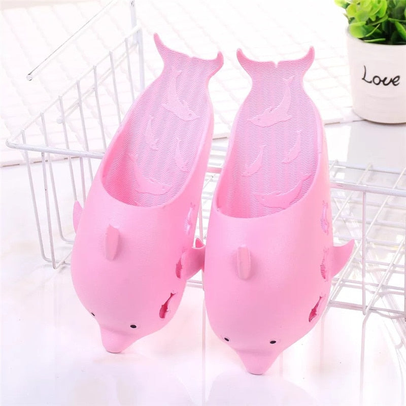 2022 ladies animal dolphin slippers summer men&#39;s sandals beach shoes outside funny bathroom floor home lovers slippers - Charlie Dolly