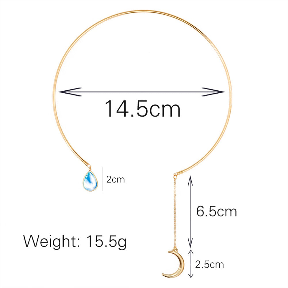 MAA-OE Bohemian Crystal Pendant Necklaces For Women 2018 New Moon Water Droplets Necklace Collier Statement Jewelry N425