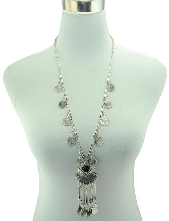 Turkish Coin Stone Tassel Bib Choker Necklace Jewelry