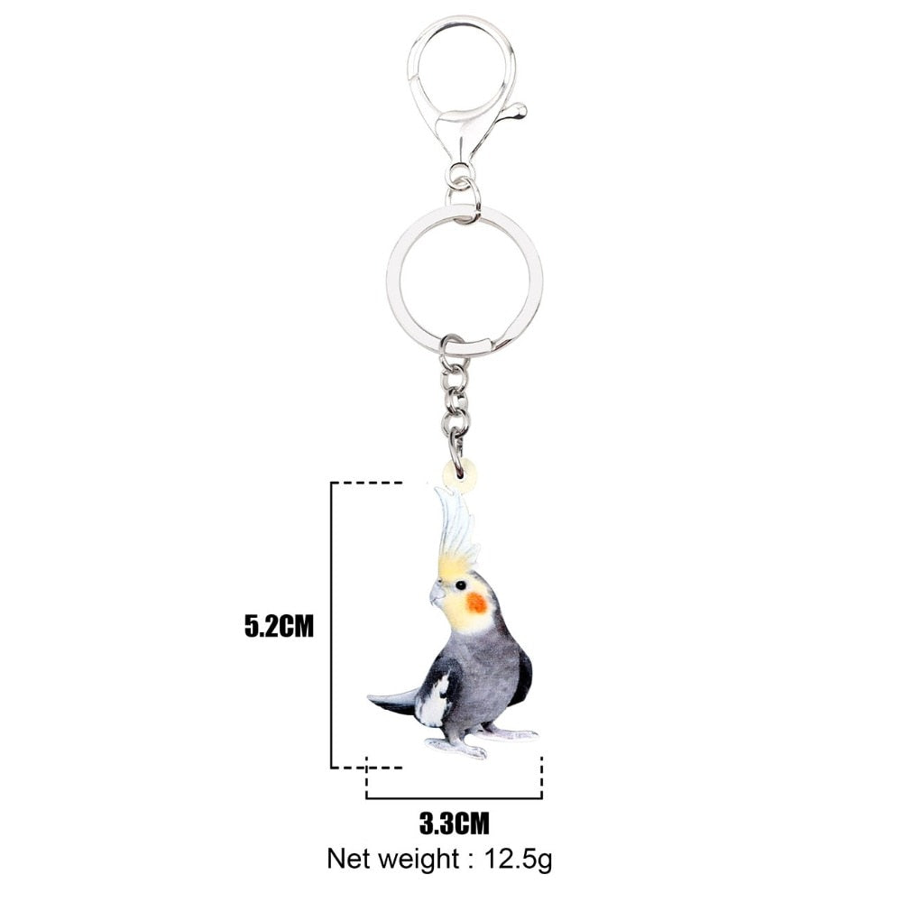 Bonsny Acrylic Cockatiel Parrot Bird Key Chains Keychain Fashion Animal Jewelry For Women Girls Bag Wallet Pendant Decoration - Charlie Dolly