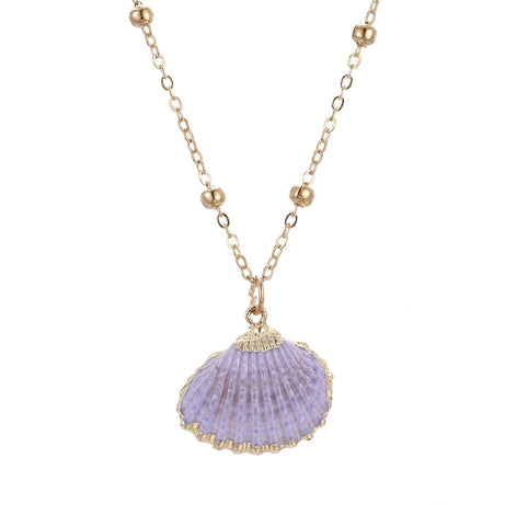 Natural Conch and Cowrie Shell Pendant Boho Necklace