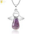 CSJA Angel Natural Stone Necklaces Pink Quartz Lapis Lazuli Necklace Angels Pendants for Women Purple Female Jewelry E947 - Charlie Dolly