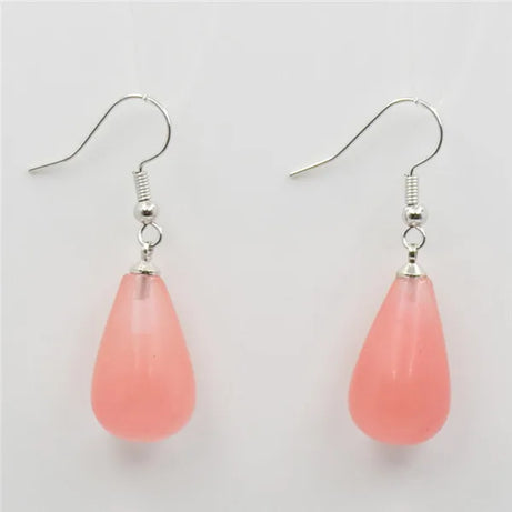 Obsidian Rose Quartz Teardrop Healing Earrings Jewelry