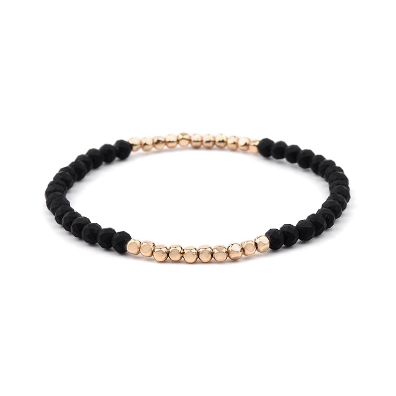 BOJIU Multicolor Crystal Strand Bracelets For Women Gold Acrylic Copper Beads Pink White Black Gray Crystal Bracelet Femme BC226 - Charlie Dolly