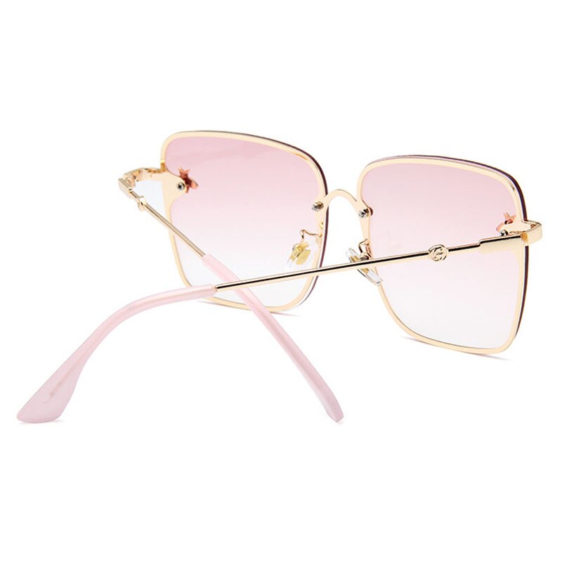 2023 New Oversize Clear Pink Sunglasses for Women Gradient Square Bee Sun Glasses Superstar Luxury Brand Designer Shades UV400 - Charlie Dolly