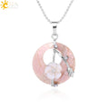 CSJA Colorful Natural Abalone Shell Pendants Necklaces White Pink Round Gems Beads Flower Zircon Women Charms Jewelry F873 - Charlie Dolly