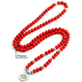 Woman Mala Necklace & bracelets Red Howlite Stone 6MM Beaded Yoga Bracelet Buddha Lotus 108 Beads Yoga Bracelets Jewelry - Charlie Dolly