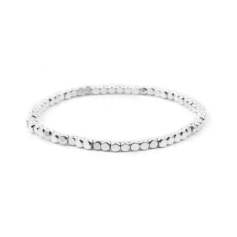BOJIU Multicolor Crystal Strand Bracelets For Women Gold Acrylic Copper Beads Pink White Black Gray Crystal Bracelet Femme BC226 - Charlie Dolly