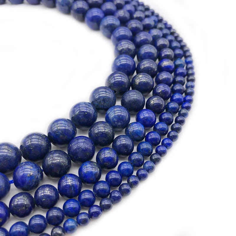Natural Stone Round Lapis Lazuli 4/6/8/10/12/14/16MM Diy Women Man Bracelet Necklace Earrings beads jewelry making Accessories
