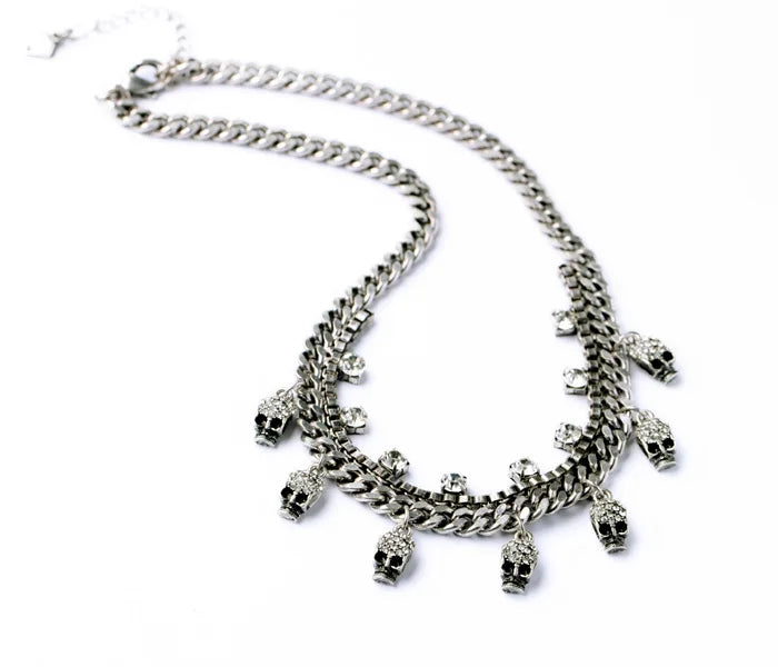 Halloween Jewelry Statement Fashion Elegant Glass Stone Skull Skeleton Pendant  Necklace &Pendant 2017 - Charlie Dolly