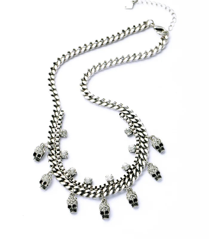 Halloween Jewelry Statement Fashion Elegant Glass Stone Skull Skeleton Pendant  Necklace &Pendant 2017 - Charlie Dolly