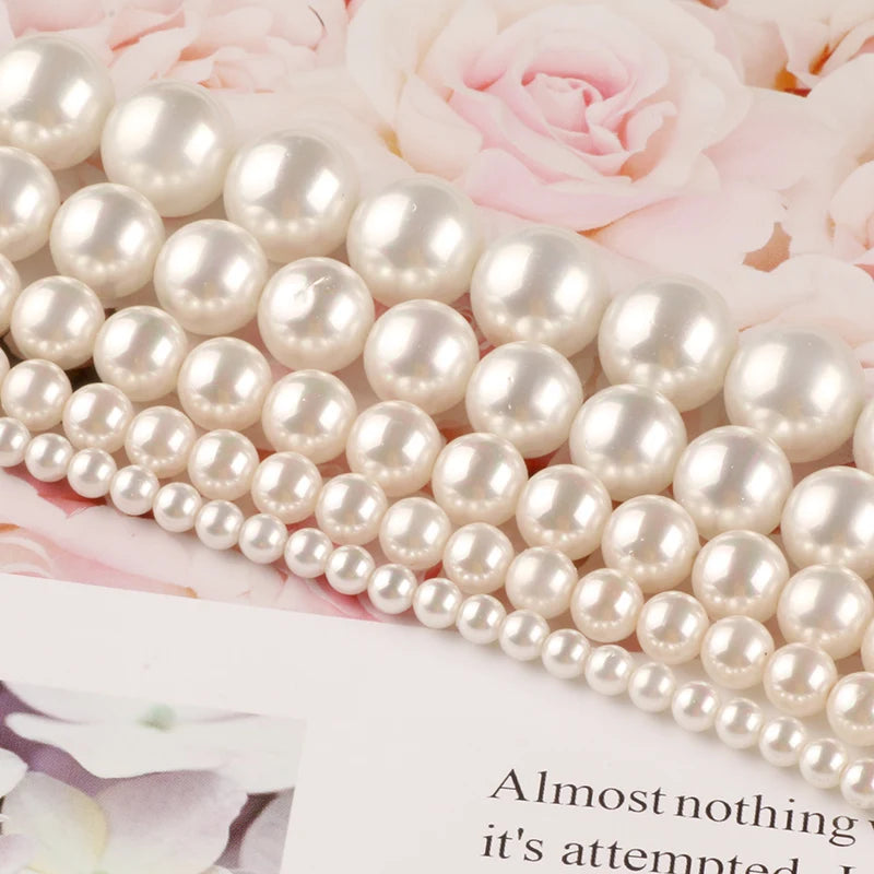 Natural White Shell Pearl Round Loose Beads For Jewelry Making Choker Making Diy Bracelet Jewellery 2/3/4/6/8/mm Wholesale15''