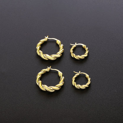 Slovecabin 925 Sterling Silver Luxury Hoop Piercing Boucle Doreille Femme Gold Round Circle Fashion Earrings for Women Jewerly