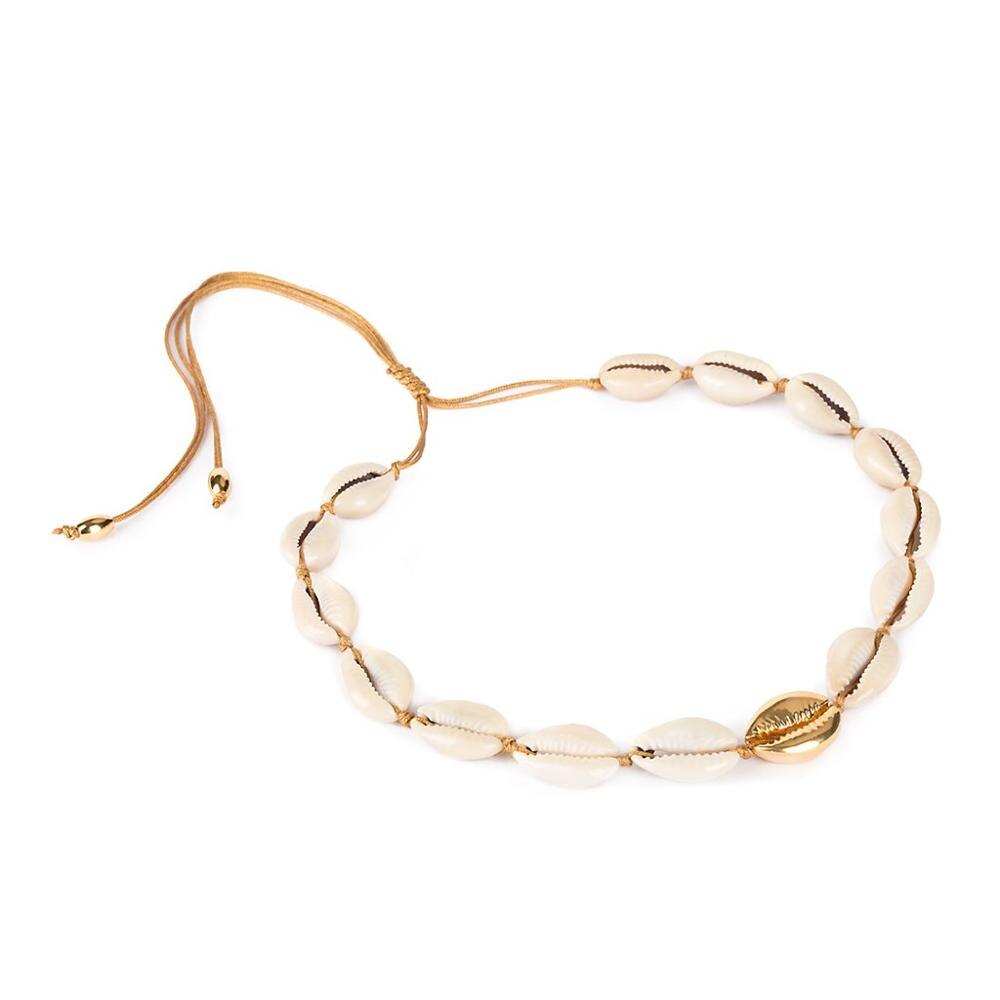 Boho semi-precious gemstone flower beads and mini faceted rondelle zircon crystal beads Scallop Conch shells Necklace - Charlie Dolly