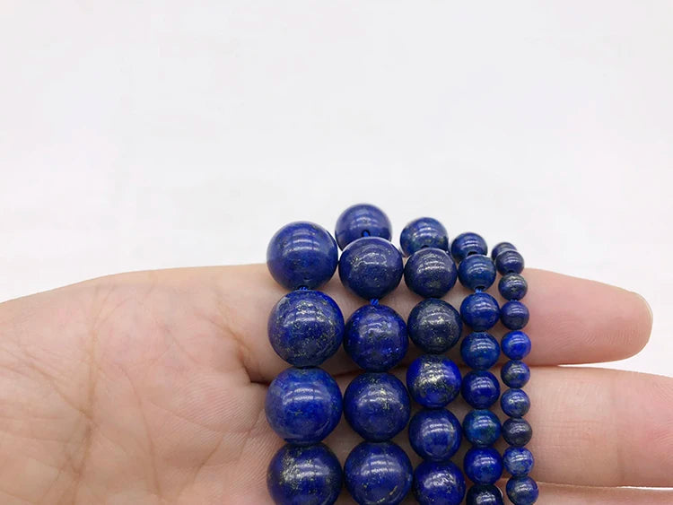 Natural Stone Round Lapis Lazuli 4/6/8/10/12/14/16MM Diy Women Man Bracelet Necklace Earrings beads jewelry making Accessories
