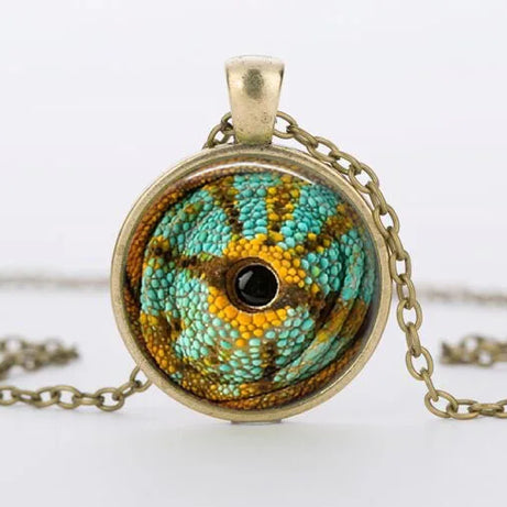 Red Cat Eye & Dragon Eye Glass Cabochon Pendant Necklace, Handmade Gothic Talisman