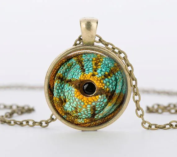 Red Cat Eye Charms Necklace Dragon Eyes Photo Glass Cabochon Handmade Black Chain Necklaces