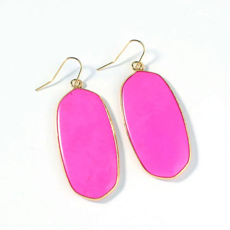 Natural Crystal Rose Pink Quartz Labradorite Lapis Lazuli Tiger Eye Stone Turquoise Oval Dangle Hook Women Earrings Jewelry - Charlie Dolly