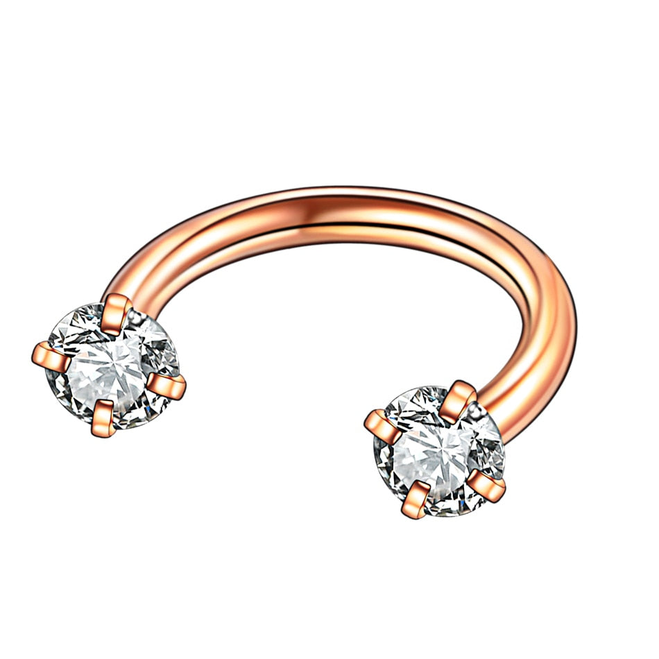 1Pc Crystal Nose Ring Barbells Horseshoe Ring Lip BCR Cartilage Earrings Tragus Piercing Helix Piercing Body Jewelry - Charlie Dolly