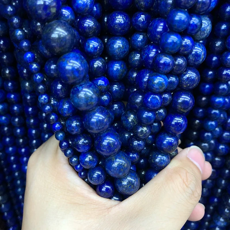 Natural Stone Round Lapis Lazuli 4/6/8/10/12/14/16MM Diy Women Man Bracelet Necklace Earrings beads jewelry making Accessories