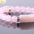 CSJA Natural Stone Pink Crystal Bracelet for Women Girls Love Heart Bracelets & Bangles Quartz Beads CZ Charms Jewelry F575 - Charlie Dolly