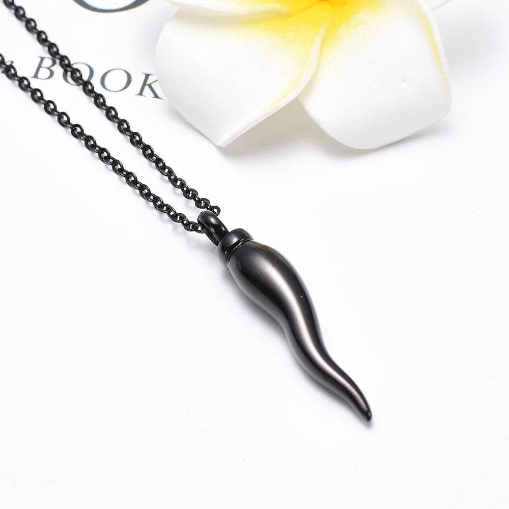 Newest Italian Horn Memorial Jewelry Cremation Urn Pendant Necklace Remembrance Funeral  Ashes Women/Men/Pet Keepsake Urn Locket - Charlie Dolly