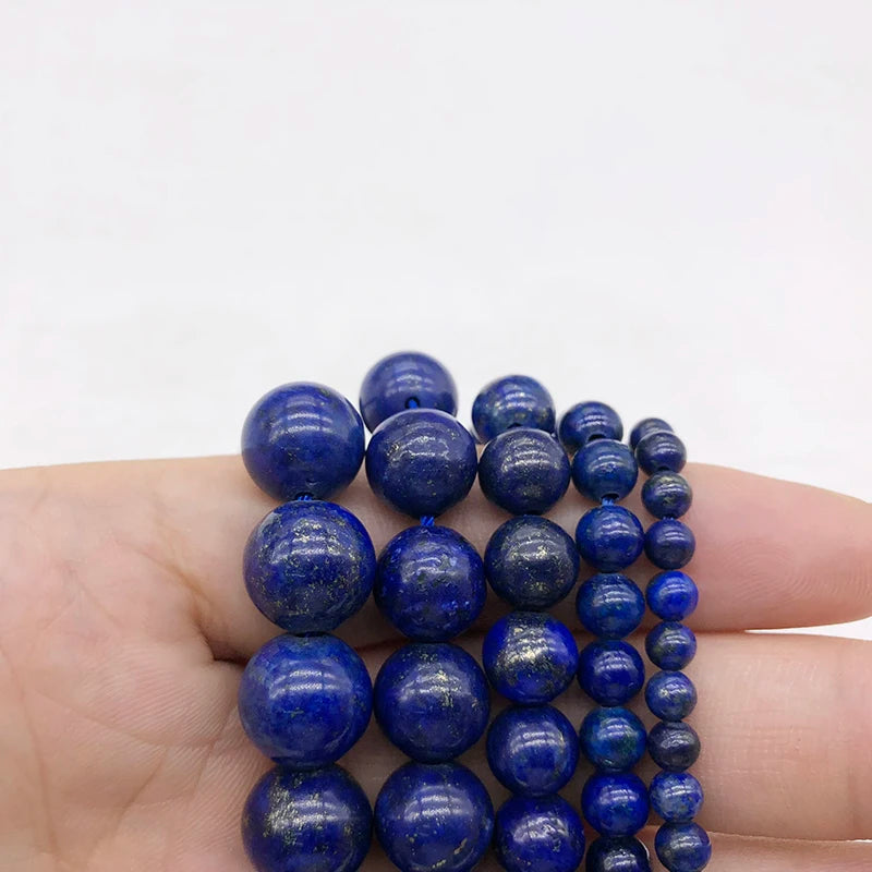 Natural Stone Round Lapis Lazuli 4/6/8/10/12/14/16MM Diy Women Man Bracelet Necklace Earrings beads jewelry making Accessories