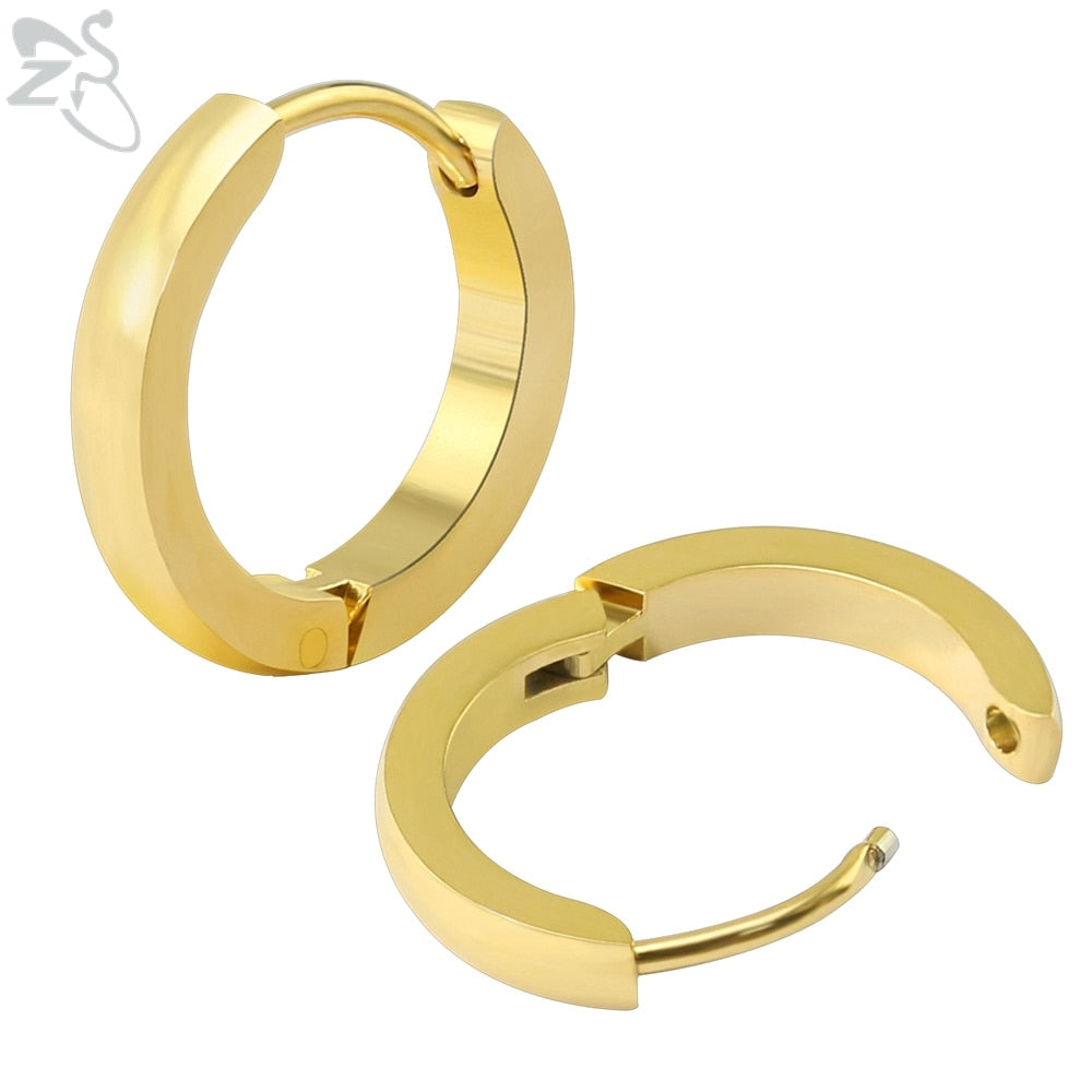 Small Hoop Earrings Women Circle Earrings Men High Polish Stainless Steel Round Earrings Jewelry Men Ear Piercing Bijoux Jewelry - Charlie Dolly