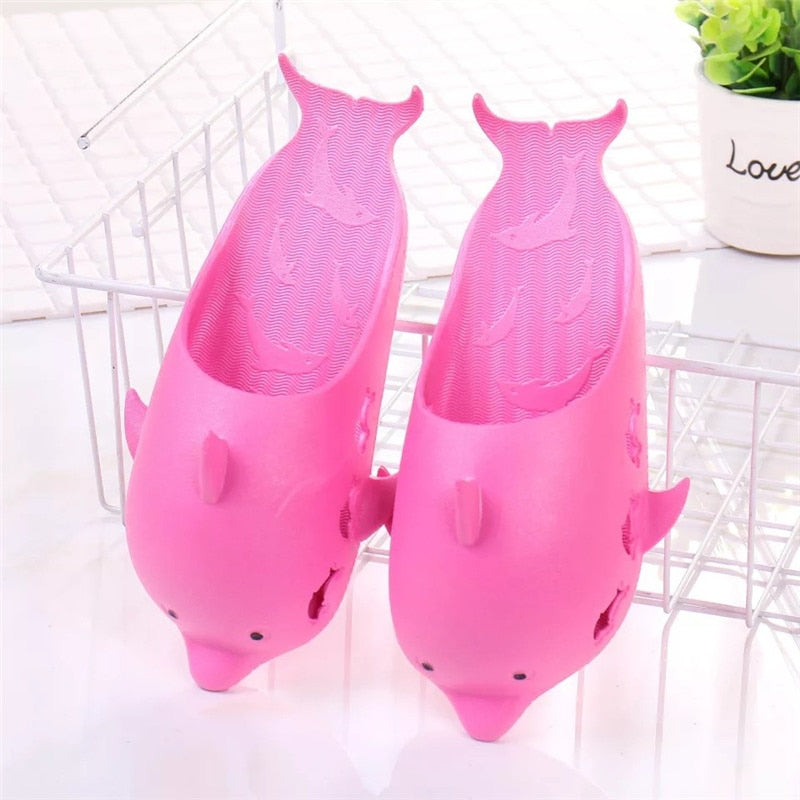2022 ladies animal dolphin slippers summer men's sandals beach shoes outside funny bathroom floor home lovers slippers - Charlie Dolly