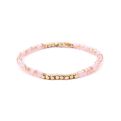 BOJIU Multicolor Crystal Strand Bracelets For Women Gold Acrylic Copper Beads Pink White Black Gray Crystal Bracelet Femme BC226